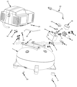 Page A Diagram and Parts List for Type 0 Porter Cable Compressor